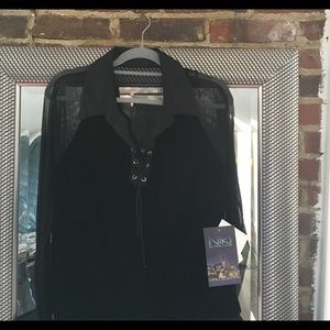 Women’s velvet top with mesh sleeves  NWT